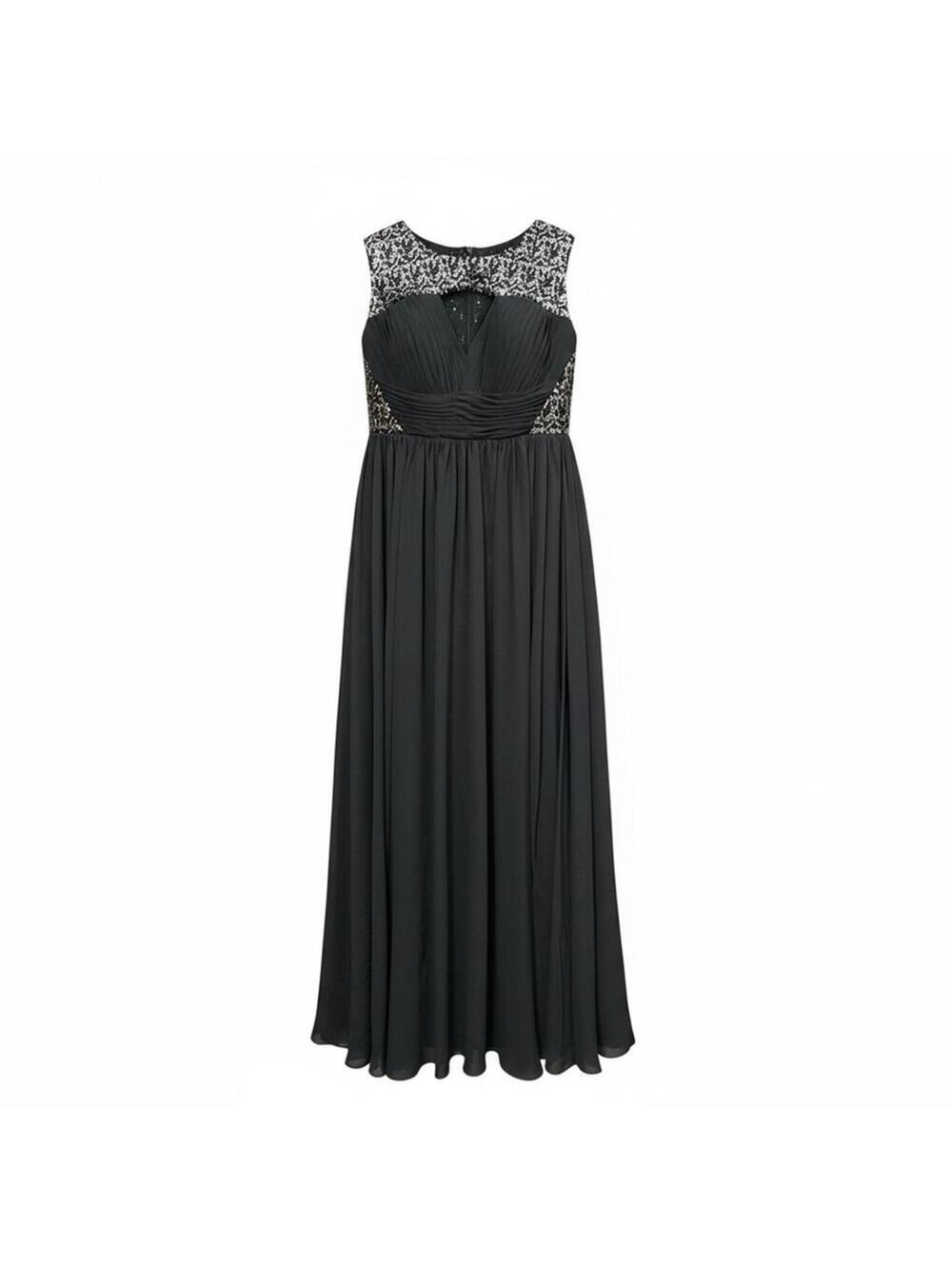 Chic Black Maxi Dress with Lace Detail